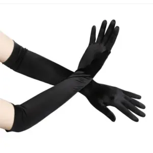 Black Long Velvet Gloves