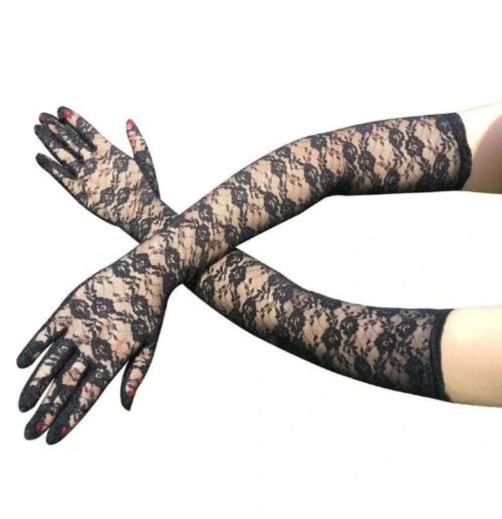 Vintage Black Long Lace Gloves